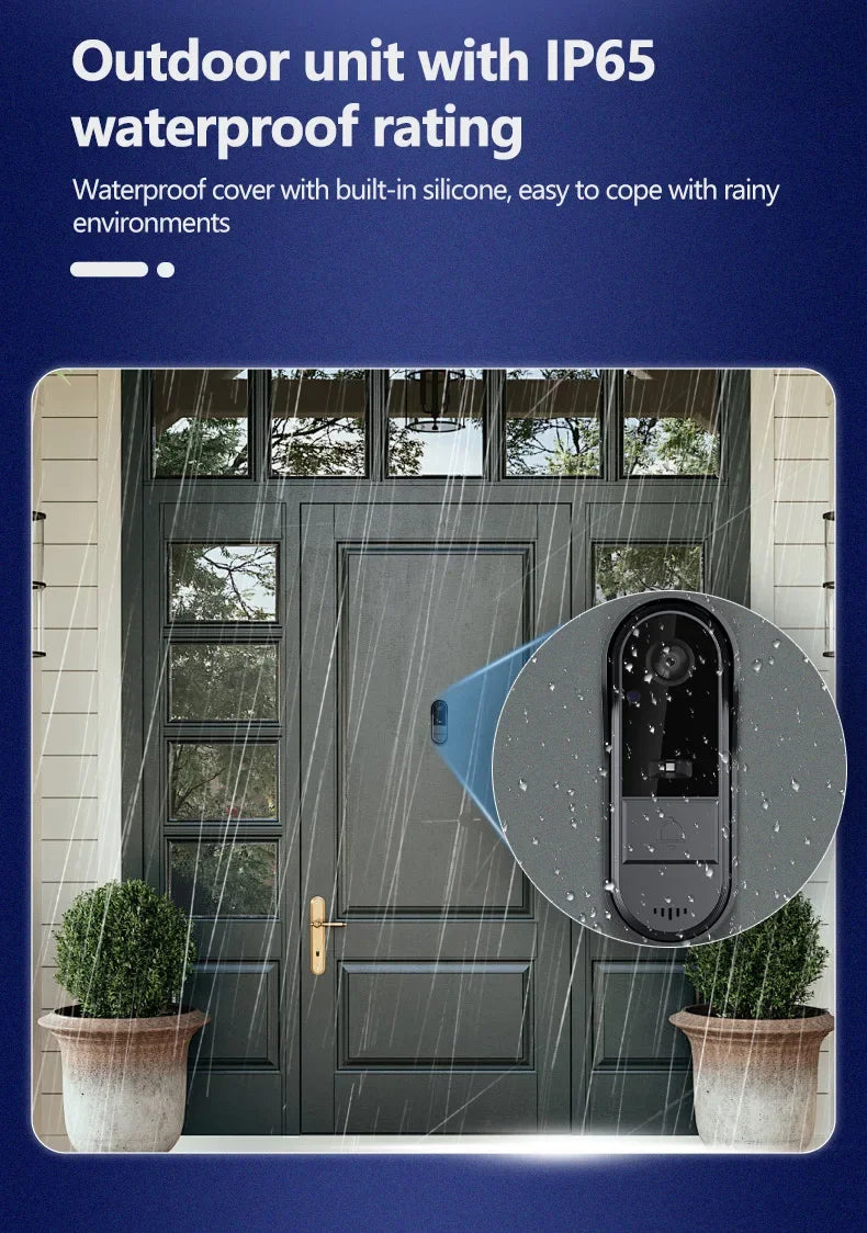 Timbre con videoportero inalámbrico, visión nocturna HD, pantalla IPS de 4,3 pulgadas, resistente al agua, cámara de timbre con vídeo para seguridad inteligente del hogar.