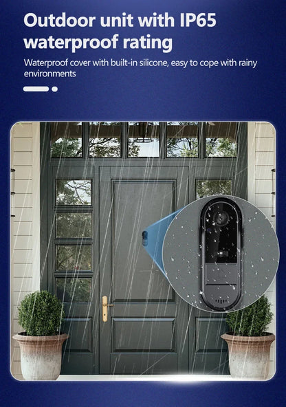 Timbre con videoportero inalámbrico, visión nocturna HD, pantalla IPS de 4,3 pulgadas, resistente al agua, cámara de timbre con vídeo para seguridad inteligente del hogar.