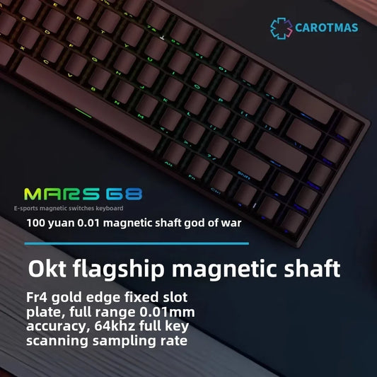 Teclado mecánico para juegos con eje magnético Mars 68 PRO, 0 zonas muertas, conectar y desconectar, luz RGB, cableado, inalámbrico, seleccionable
