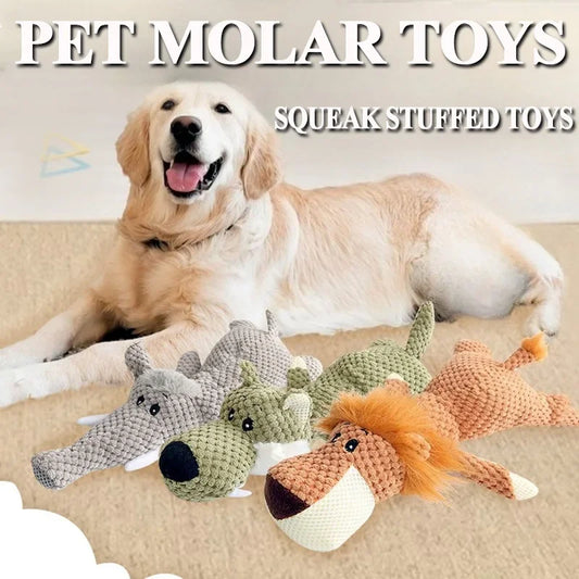 Juguetes para perros grandes, lindos juguetes de peluche con chirrido, de vellón, duraderos, para masticar, lindos juguetes blandos, juguetes molares para mascotas, accesorios para perros.