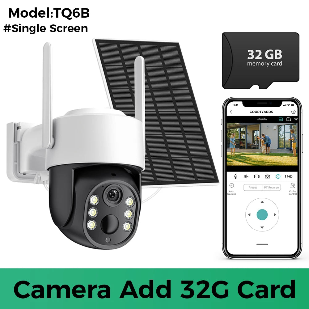 Cámara WiFi solar 4K HD de 8 MP para exteriores con batería integrada, doble lente, cámara de seguridad 2K, panel solar, videovigilancia inalámbrica iCSee