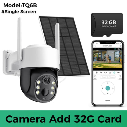 Cámara WiFi solar 4K HD de 8 MP para exteriores con batería integrada, doble lente, cámara de seguridad 2K, panel solar, videovigilancia inalámbrica iCSee