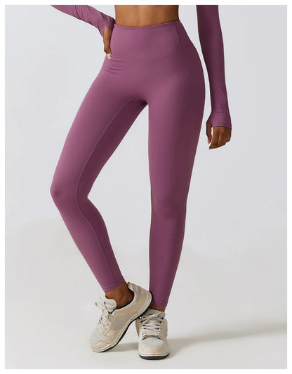 Pantalones de yoga, mallas deportivas para mujer, leggings de gimnasio, suaves, de cintura alta, elásticos, transpirables, de nailon, tipo T.