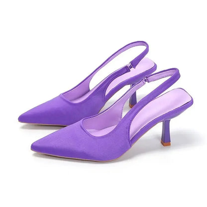 2024 Primavera Verano Nuevo Estilo Punta Puntiaguda Tacón Fino Tacón Alto Zapatos Sencillos Espalda Espacio Bolsa Cabeza Zapatos Frescos Falda De Mujer Tacón Alto