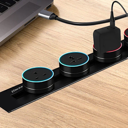 Enchufes de carril ultrafinos integrados, universales, UE, EE. UU., Reino Unido, USB, LED, adaptador eléctrico, riel para electrodomésticos inteligentes de alta gama