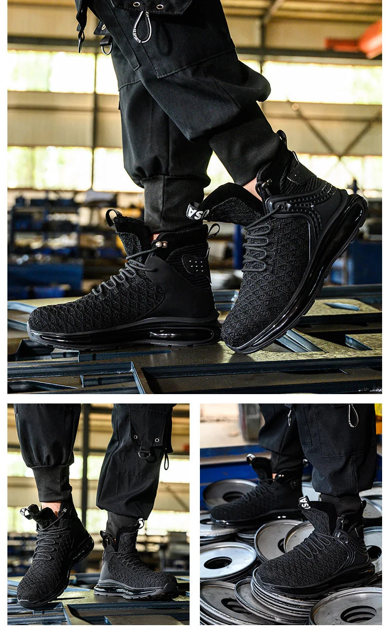 Botas de trabajo de seguridad para hombre con puntera de acero, nuevas, antiaplastamiento y antipinchazos. Calzado antideslizante para hombre, modelos para las cuatro estaciones.