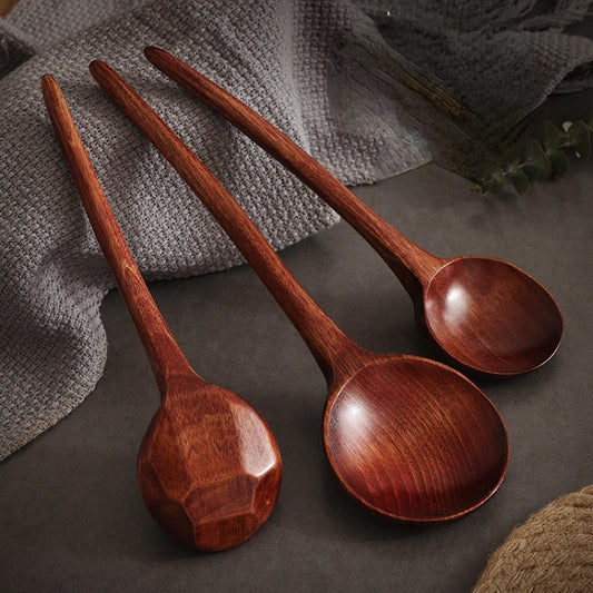 Cuchara de sopa grande de madera creativa con mango largo y forma de tortuga, ideal para comer en restaurantes domésticos.