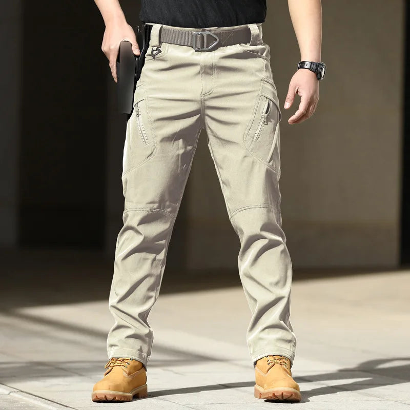 Pantalones tácticos militares urbanos para hombre, estilo cargo, con múltiples bolsillos, impermeables, resistentes al desgaste, ideales para entrenamiento informal.
