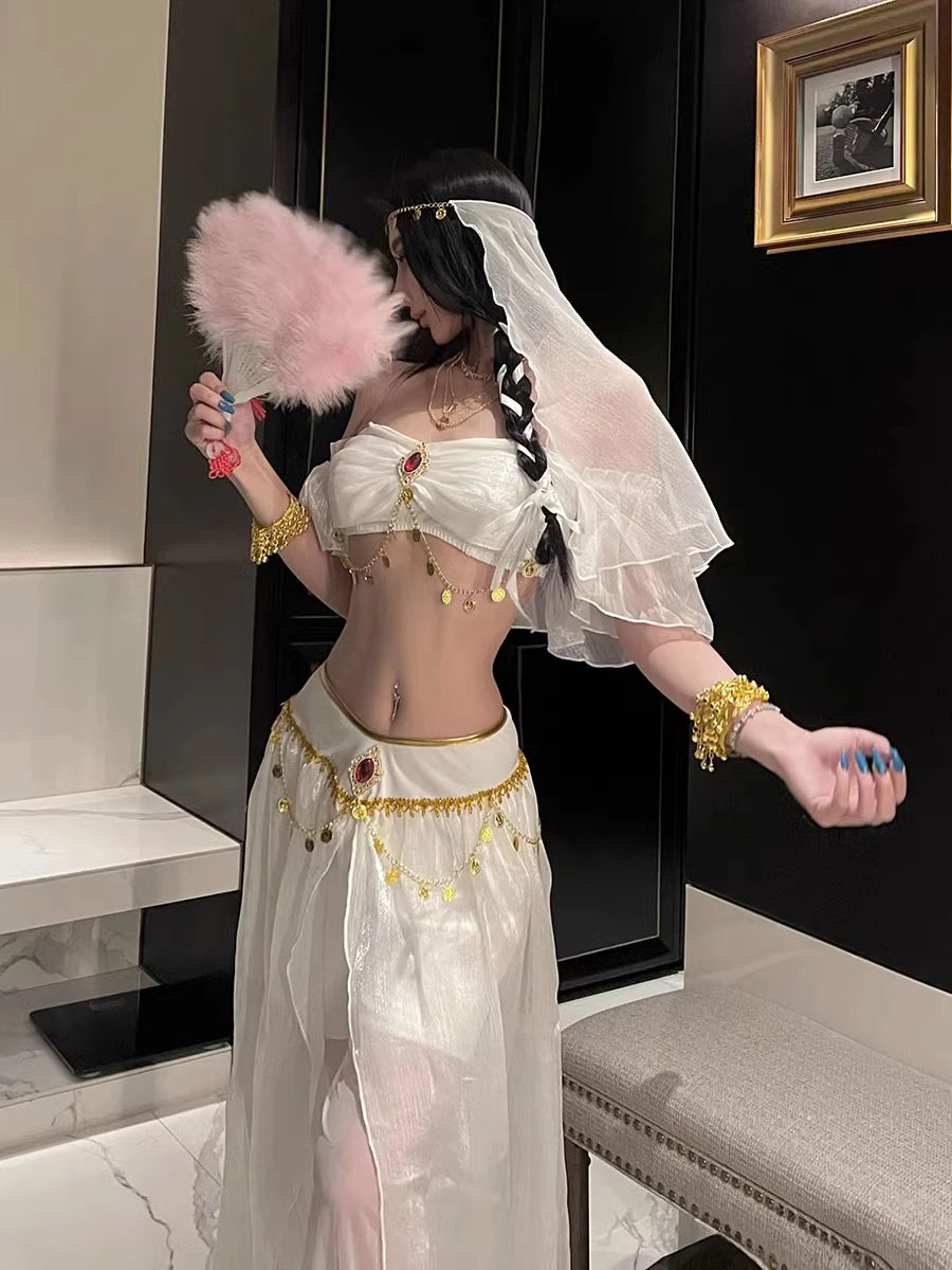Role Playing Sexy Western Region Dancer Peacock Princess Greek Goddess Costume Hot Egyptian Indian Dancer Exotic Costume Stage