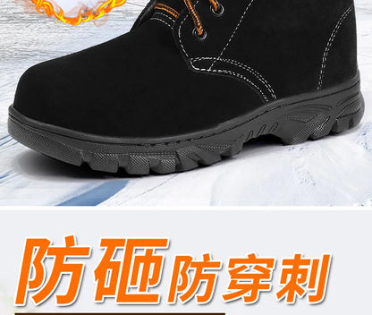 Snow Boots Men's Winter Fur Integrated Men's Shoes Fleece Thickened Warm Labor Insurance Shoes