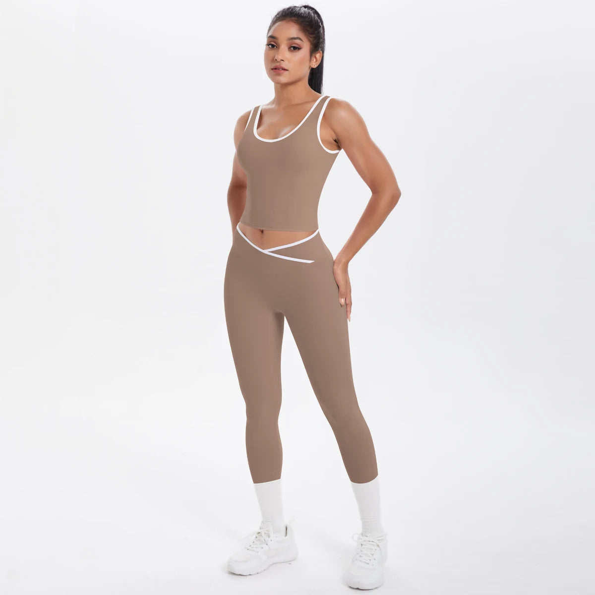 Conjunto de 2 piezas de pantalones de yoga con espalda descubierta y leggings para correr, de cintura alta, con estampado de melocotón y glúteos, para fitness y deportes.