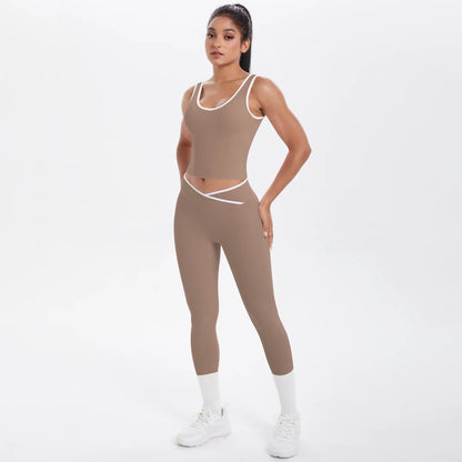 Conjunto de 2 piezas de pantalones de yoga con espalda descubierta y leggings para correr, de cintura alta, con estampado de melocotón y glúteos, para fitness y deportes.