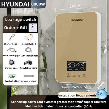 Calentador de agua eléctrico inteligente sin tanque, máquina de agua caliente rápida para el hogar, baño de hotel o apartamento, ducha de agua caliente