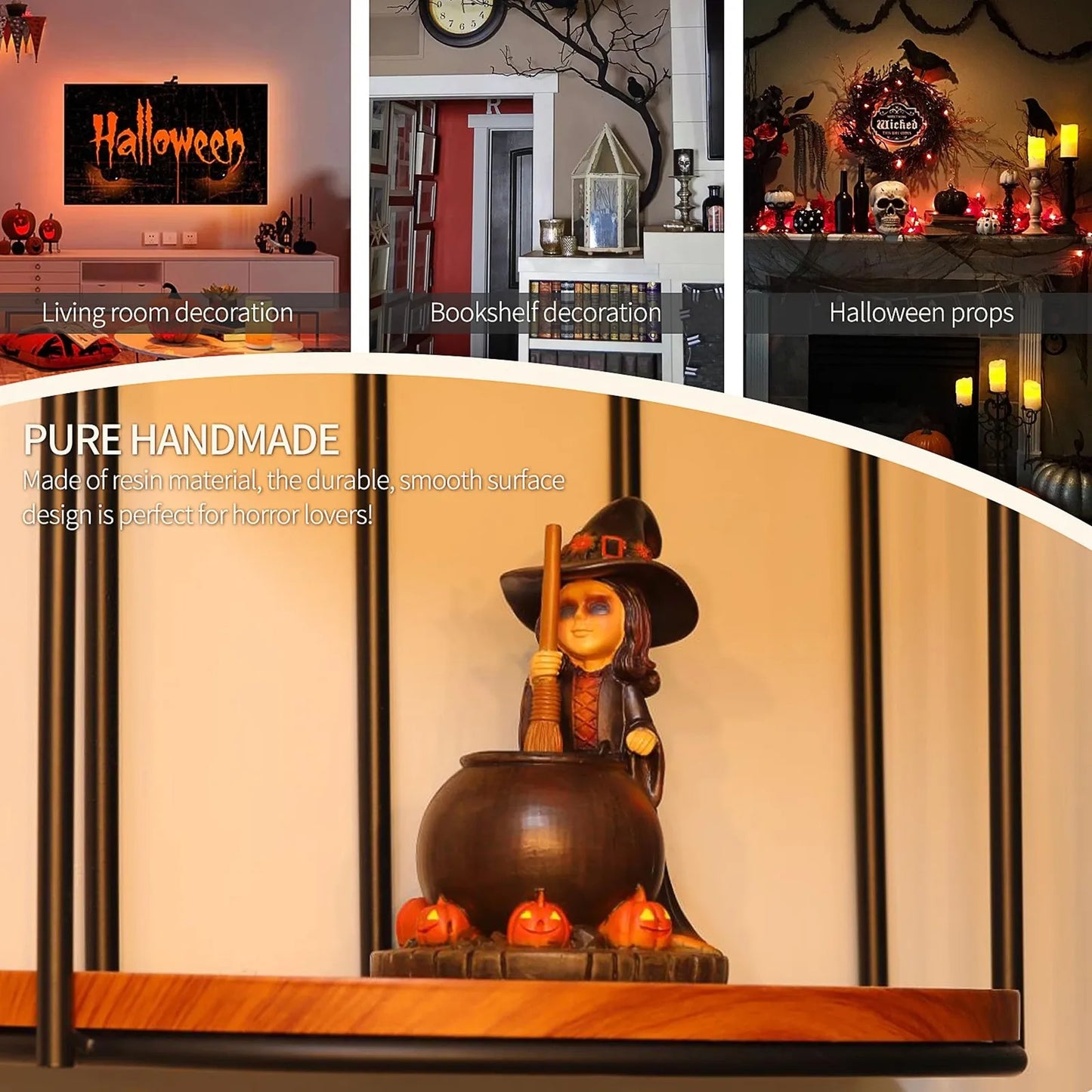 Decoración de bruja de Halloween, decoración de resina, escritorio para el hogar, fiesta, sombrero de bruja, decoración creativa de mesa para Halloween.