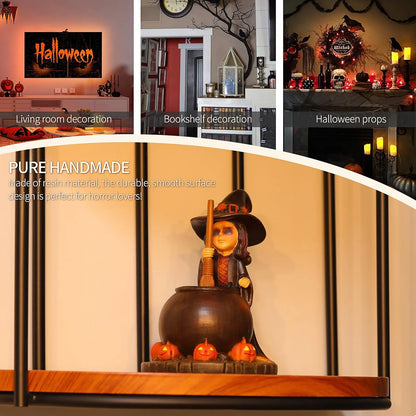 Decoración de bruja de Halloween, decoración de resina, escritorio para el hogar, fiesta, sombrero de bruja, decoración creativa de mesa para Halloween.