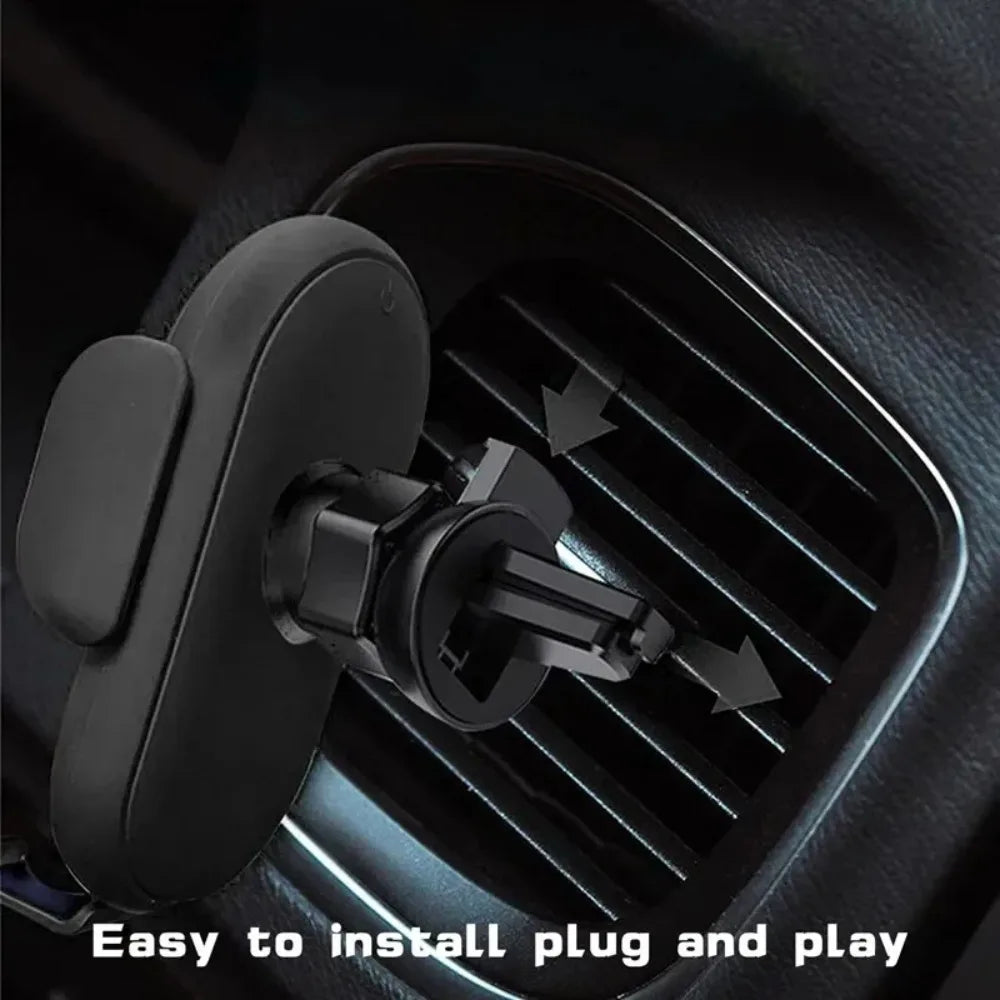 Soporte de carga inalámbrica para coche con inducción infrarroja y abrazadera para rejilla de ventilación, compatible con iPhone 16~12 Pro Max y Samsung Galaxy S25/S24. Carga rápida.