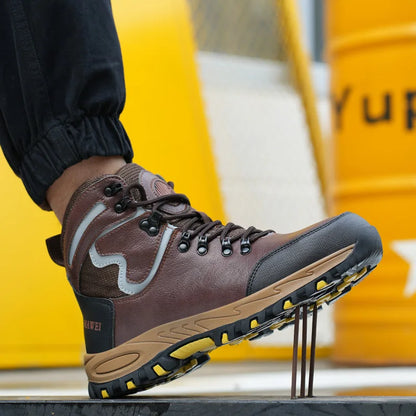 Zapatos de seguridad de caña alta para hombre, zapatos de trabajo con puntera de acero, botas de seguridad para hombre y mujer, botas de trabajo antideslizantes, impermeables e indestructibles.