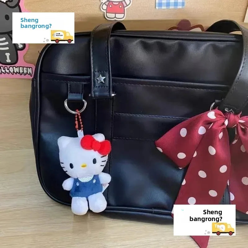 Bolso de mano japonés de gran capacidad para mujer, estilo universitario sencillo, con forma de sobre de anime, de cuero suave.