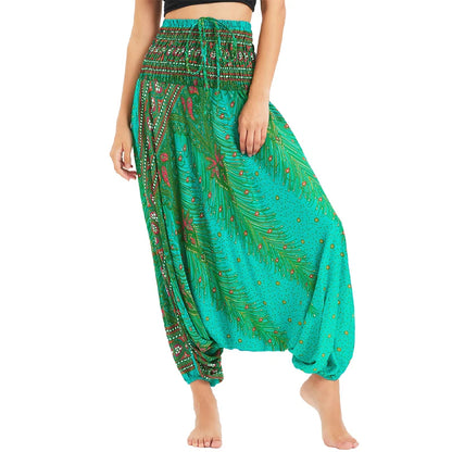 Bohemian Pants Women Pantalones Mujer Hippie High Waist Rayon Harem Baggy Boho Yoga Beach Wear Pour Femme Calca Feminina Printed