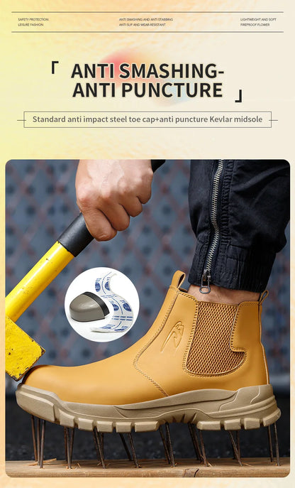 Botas de seguridad de caña alta para hombre, zapatos de seguridad impermeables con punta de acero, zapatos de soldador para construcción, zapatos de trabajo protectores, talla 47 48