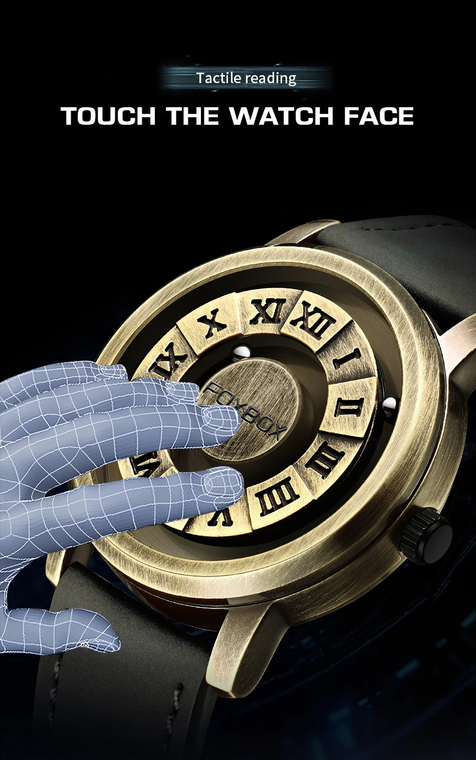 Reloj de cuarzo para hombre FOXBOX, moda, personalidad, creativo, con bola de hierro giratoria, puntero magnético, resistente al agua, para hombre, regalo + caja.