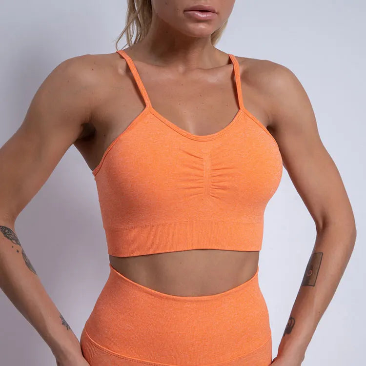 Conjunto deportivo para mujer, top deportivo, leggings de yoga, sujetador deportivo, leggings sin costuras para realce de glúteos.