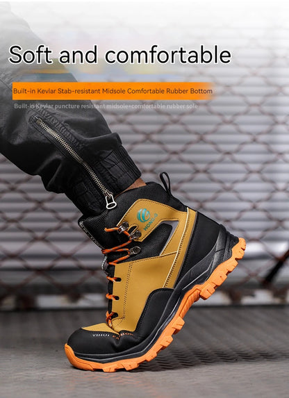 Botas de seguridad para hombre con puntera de acero, antigolpes y resistentes a perforaciones, de calidad europea.