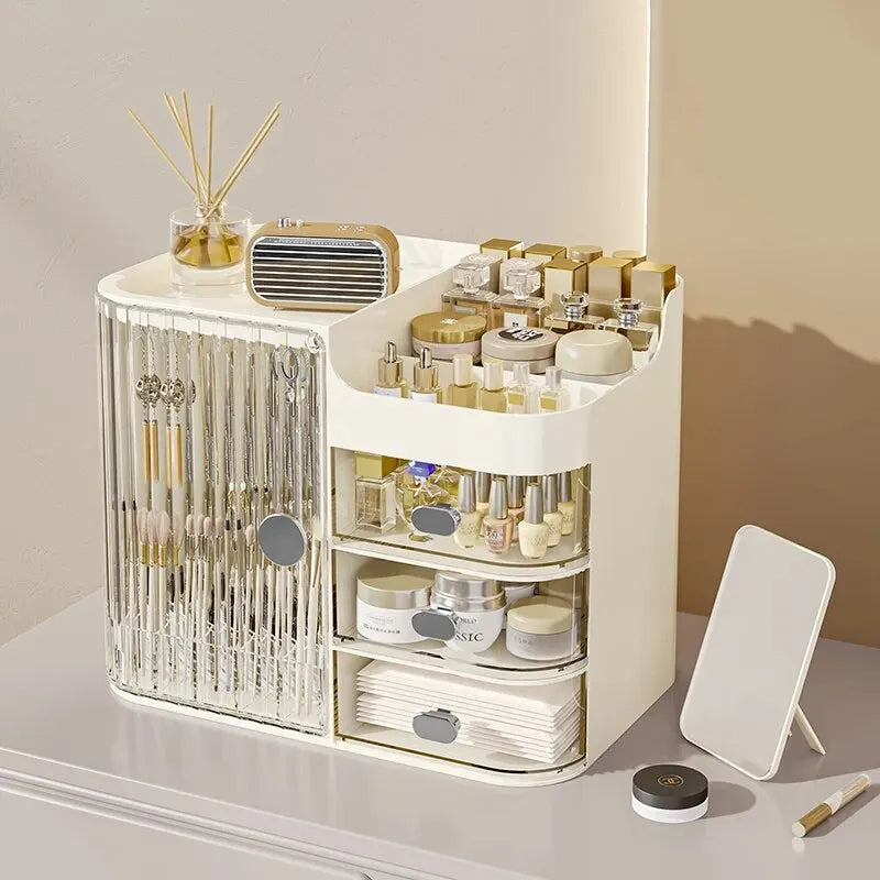 Caja de almacenamiento de cosméticos, a prueba de polvo, humedad e impermeable, con gran capacidad para productos de cuidado de la piel, con posibilidad de almacenamiento en capas.