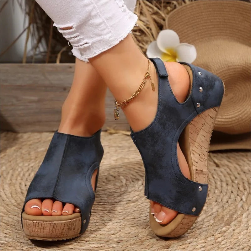 Sandalias de cuña para mujer, elegantes sandalias de verano, huaraches, zapatos de tacón para mujer.