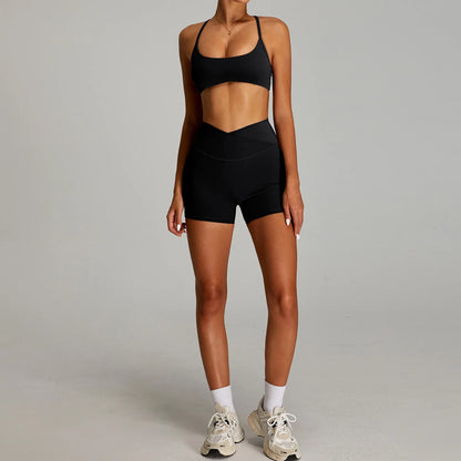 Conjunto deportivo de yoga para mujer mikeyoga, 2 piezas, secado rápido, ideal para gimnasio, correr y entrenar. Incluye ropa deportiva de manga corta para yoga.