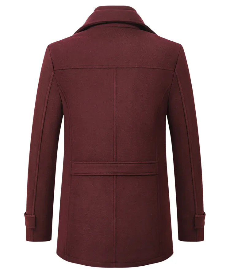 2025 High quality men's wool coat medium length double collar winter plus cotton thickened wool coat men's coat