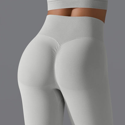 Leggings deportivos de yoga para mujer, sin costuras, cintura alta, elásticos, color sólido, para gimnasio, correr, secado rápido, realce y efecto moldeador.