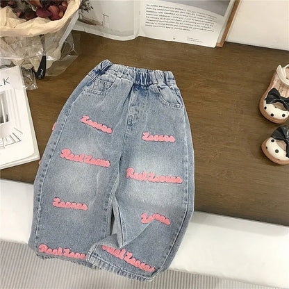 Conjuntos de ropa para niños de 2 a 7 años, chaleco de punto rosa y vaqueros, conjunto de verano para bebés y niños pequeños.