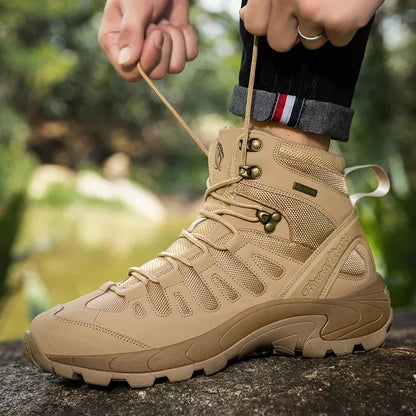 Botas tácticas impermeables de caña alta para hombre, ideales para senderismo, talla grande 47. Zapatillas deportivas para exteriores, botas de senderismo antideslizantes, botas de moto para hombre.