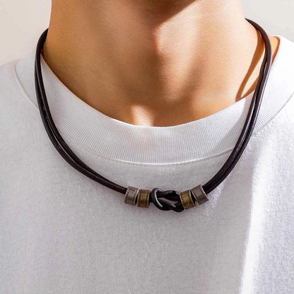Gargantilla vintage de cuero sintético con cuentas de metal para hombre, collar moderno para el cuello, accesorios 2023, joyería de moda, regalo para hombre