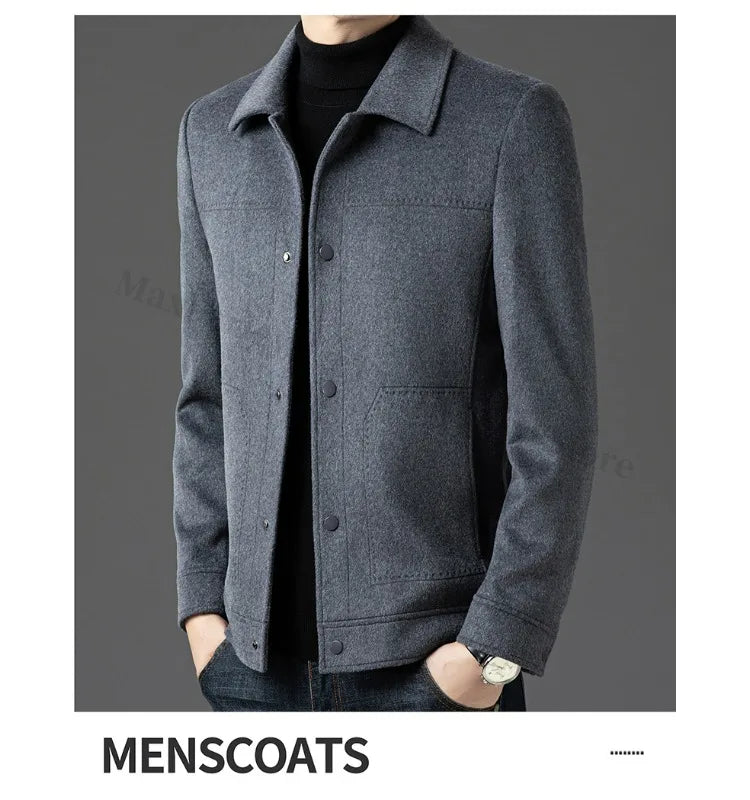 2025 Winter Wool Jacket Male New High Fashion Business Casual Thickening Coat Classic Business Style Windproof Warm TrenchCoat