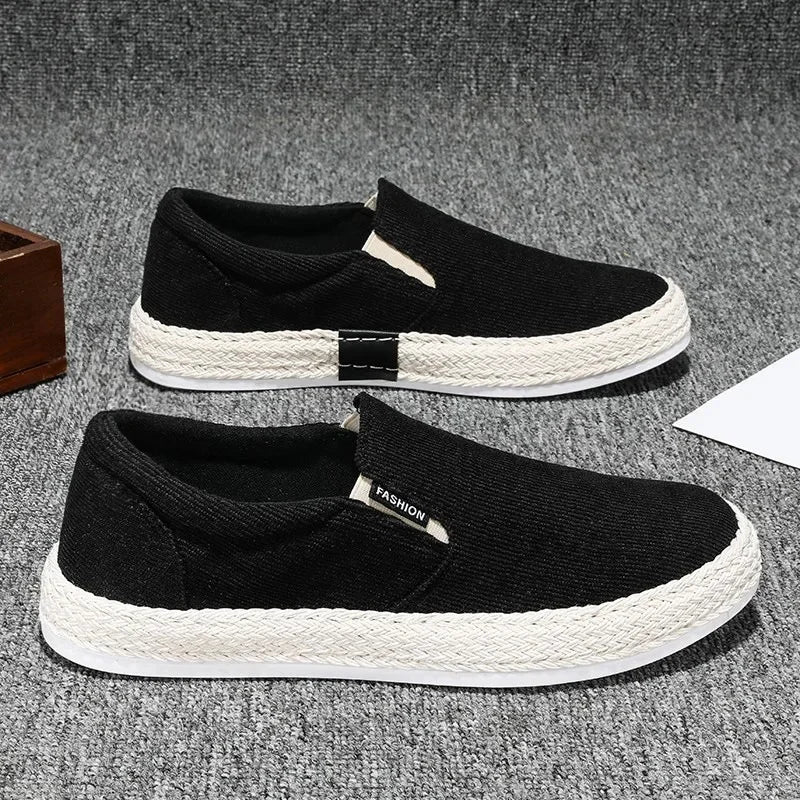 Zapatos de lona para hombre de Beijing, zapatillas informales transpirables sin cordones con punta redonda y suela de goma, calzado de ocio sin cuero para primavera y verano