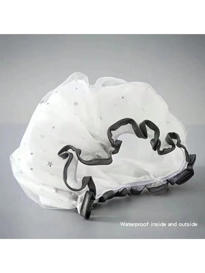 Gorro de ducha impermeable de doble capa para cabello largo, corto y rizado. Reutilizable e ideal para mujeres y niñas.