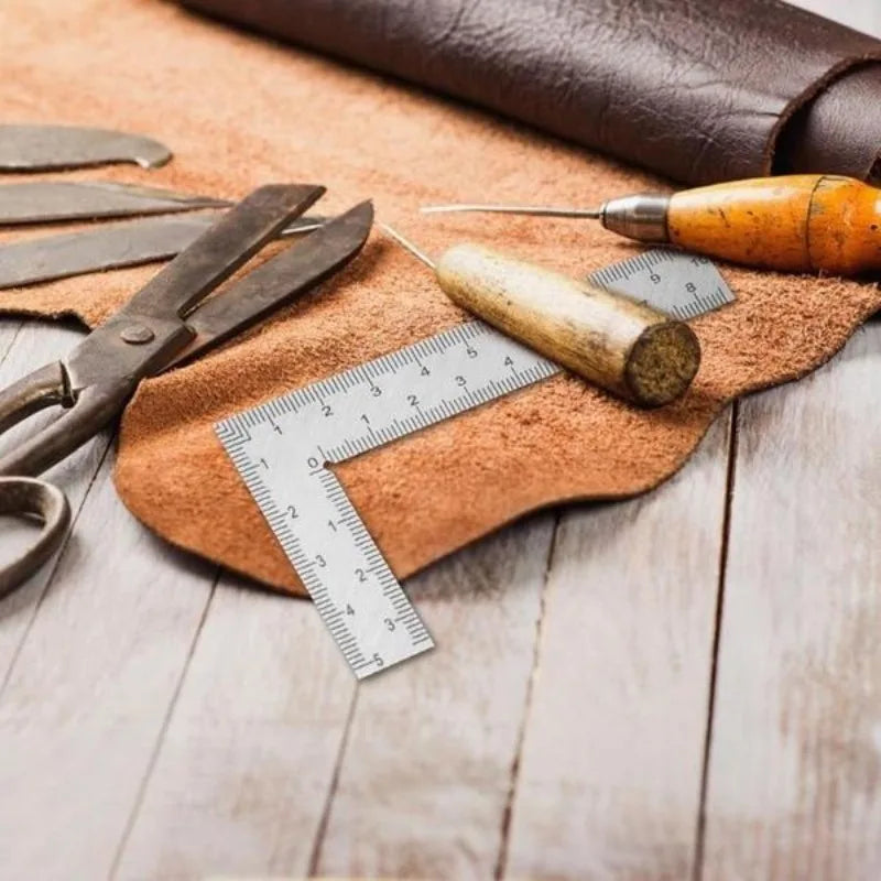 Regla de metal para útiles escolares, regla de marco pequeño, herramienta de diseño de medición, cuadrado de acero inoxidable, cuadrado, cuadrado, cuadrado