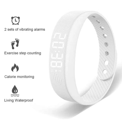 Pulsera inteligente LED digital resistente al agua, reloj inteligente con podómetro para correr, monitor, banda inteligente, alarma de vibración y recordatorio.