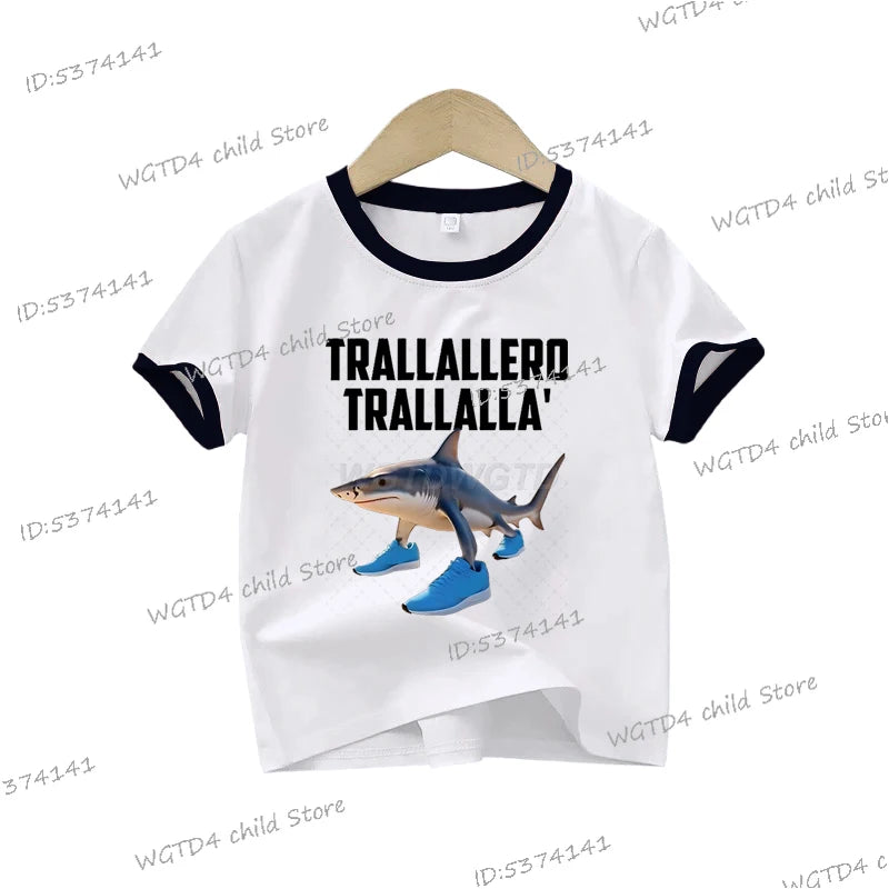 Ropa para niños: Camiseta estampada italiana Brainrot Tralalero Tralala para niños, moda para amantes de los tiburones, meme divertido, ropa para niños