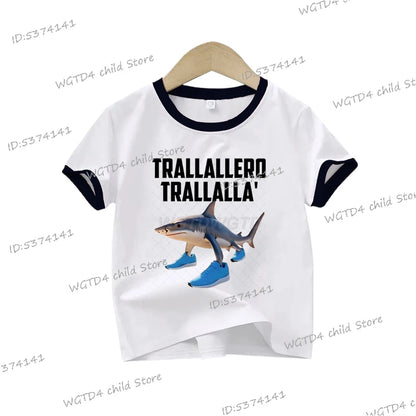 Ropa para niños: Camiseta estampada italiana Brainrot Tralalero Tralala para niños, moda para amantes de los tiburones, meme divertido, ropa para niños