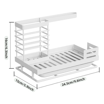 Soporte para esponja de grifo de cocina, cepillo para lavavajillas, estropajo, trapo, estante de almacenamiento sobre el fregadero.