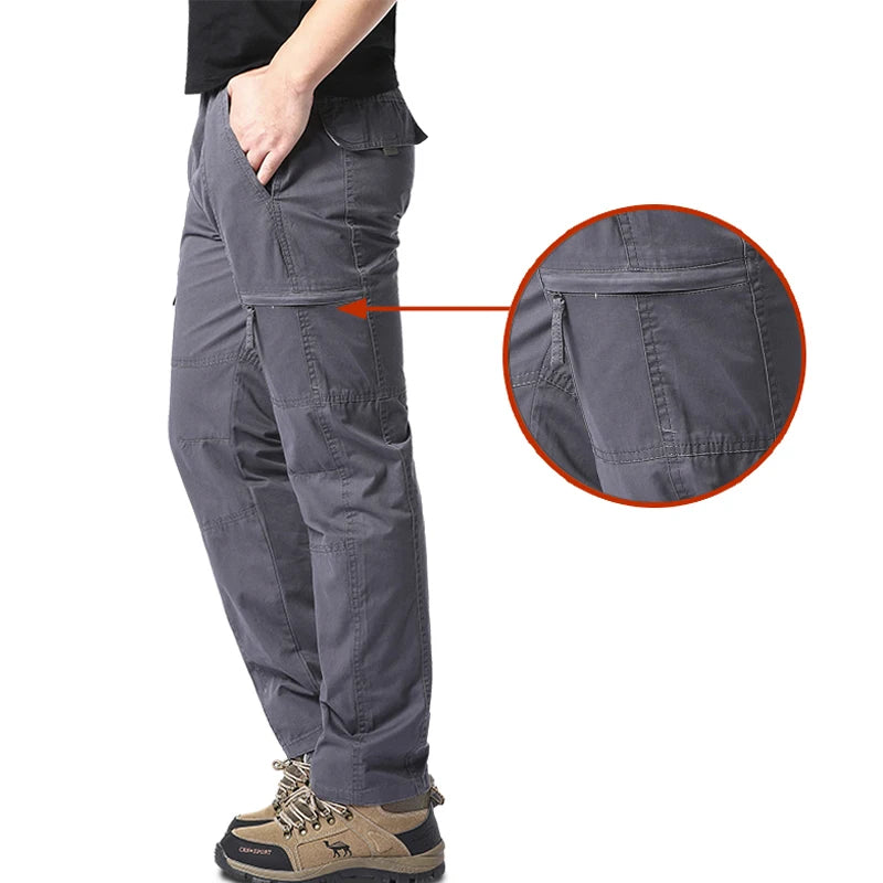 Pantalones cargo de algodón de alta calidad para hombre, pantalones tácticos informales con múltiples bolsillos para primavera y otoño, para acampar al aire libre, senderismo y trabajo.