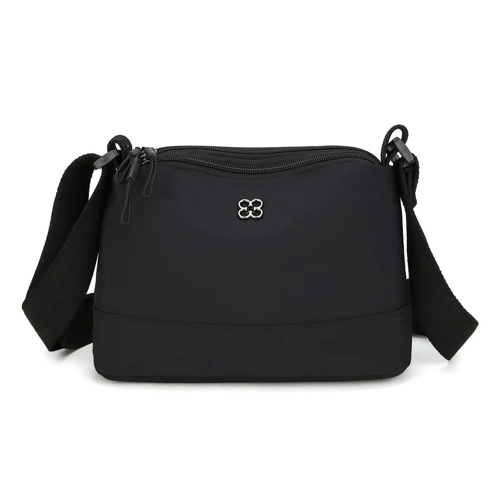 Bolso de hombro de nailon suave y moderno para mujer, de color liso, estilo informal, con múltiples bolsillos, bolso de mano para estudiante.
