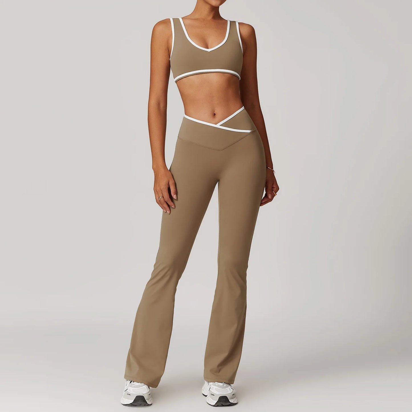 Conjunto de yoga de 2 piezas, ropa deportiva para entrenamiento, chándal de gimnasio, leggings de cintura alta, sujetador deportivo, ropa deportiva para mujer