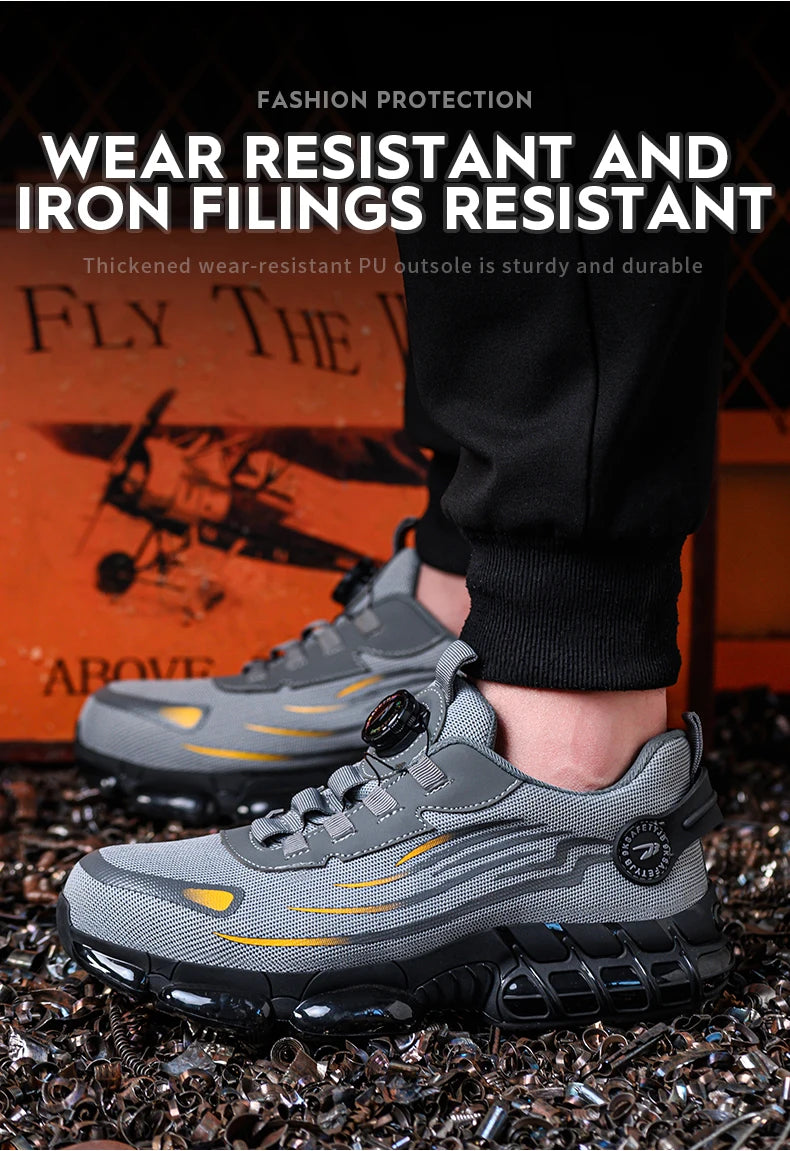 Small Size Rotary Buckle Work Safety Shoes For Men Air Soft Sole Lightweight Protective Work Sneakers Men and Women Shoes