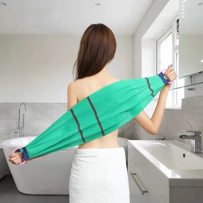Lavadoras de baño Una toalla de baño larga con tiras hacia atrás para quitar y fregar, para frotar, lavar y frotar la suciedad