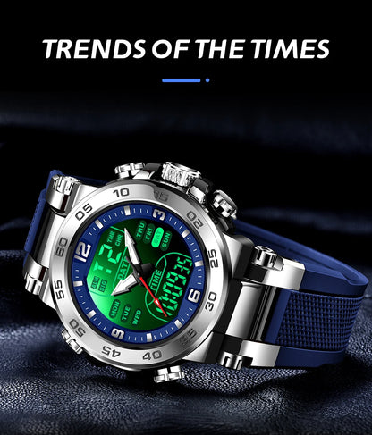 Relojes FOXBOX para hombre, marca superior, reloj de pulsera analógico digital de cuarzo de lujo para hombre, reloj luminoso con pantalla de doble horario resistente al agua para hombre