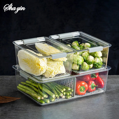 Organizador de refrigerador apilable, contenedores organizadores para refrigerador con tapas, contenedores transparentes para almacenar frutas, cajas para congelador, despensa y cocina.